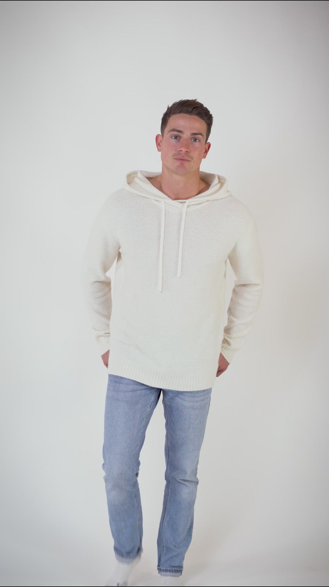 Lockerer Kapuzenpullover Creme